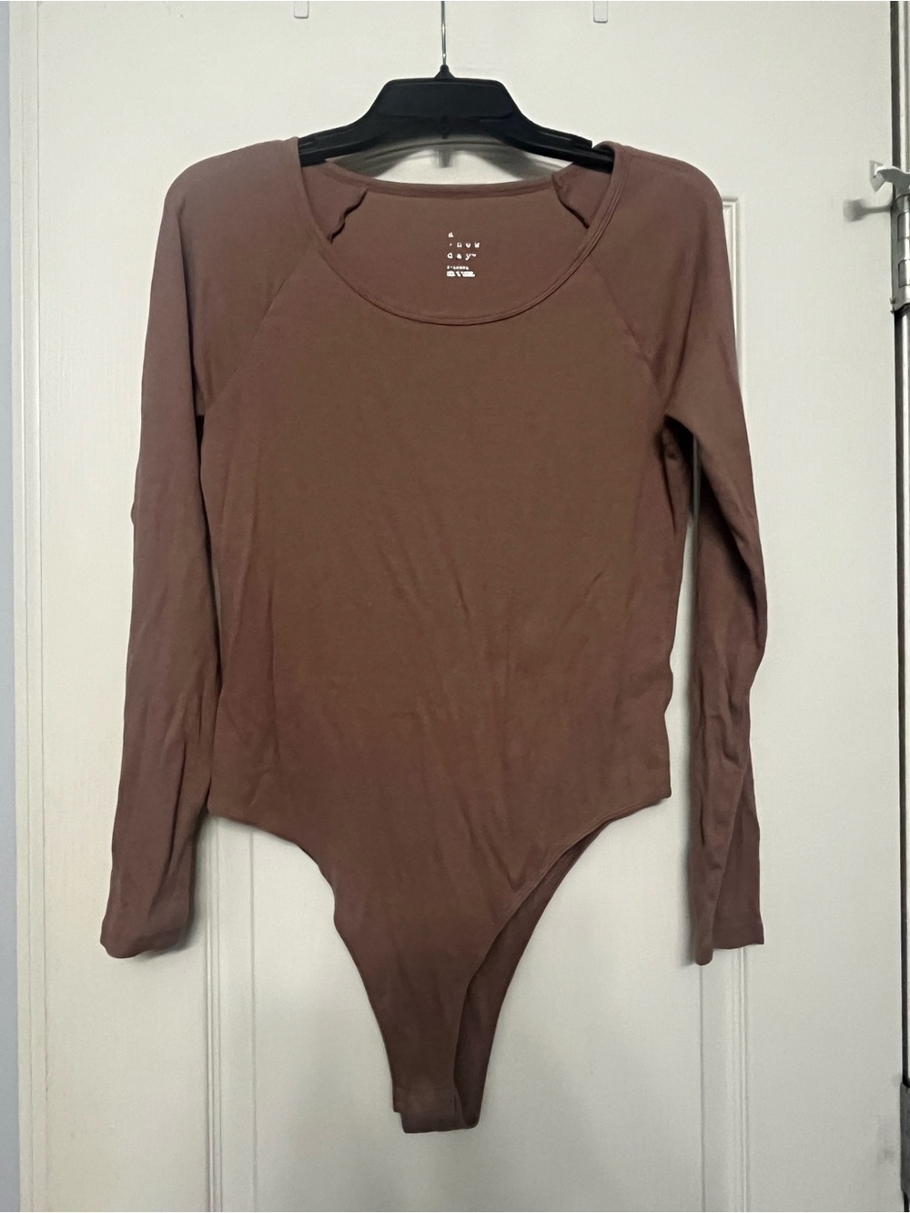 a new day Brown Ribbed Tank Bodysuit